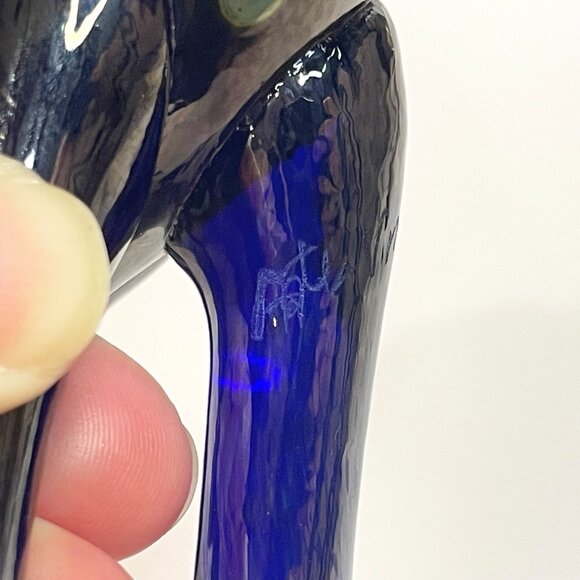 Daniel Vargas for Arte Vargas Art Glass Elephant Figurine Cobalt Blue Signed - Picture 7 of 7